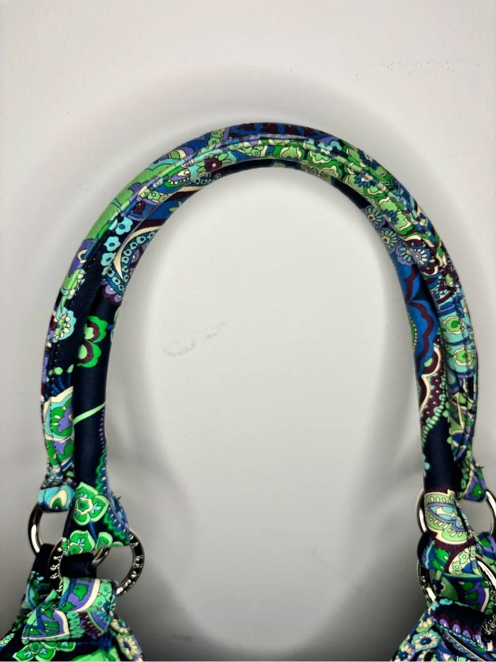 Vera Bradley large hobo rolled handle with rings Blue Rhapsody retired